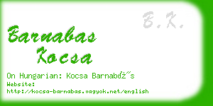 barnabas kocsa business card